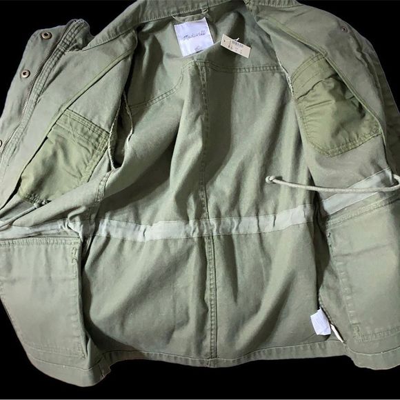 Madewell Olive Green Passage Jacket safari Utility Full-Zip Drawstring Womens XS - Picture 7 of 7